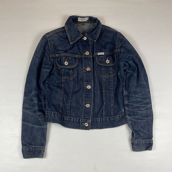 GUESS Denim Jean Jacket Women’s Size Small Dark Blue - Picture 2 of 7
